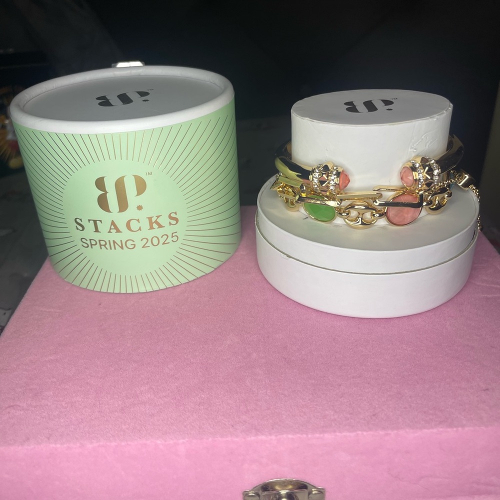 Gold and Pink Stacks Bracelets
